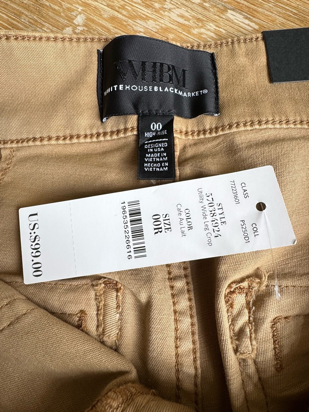 White House Black Market Wide-Leg Pants in Khaki - Picture 4 of 6